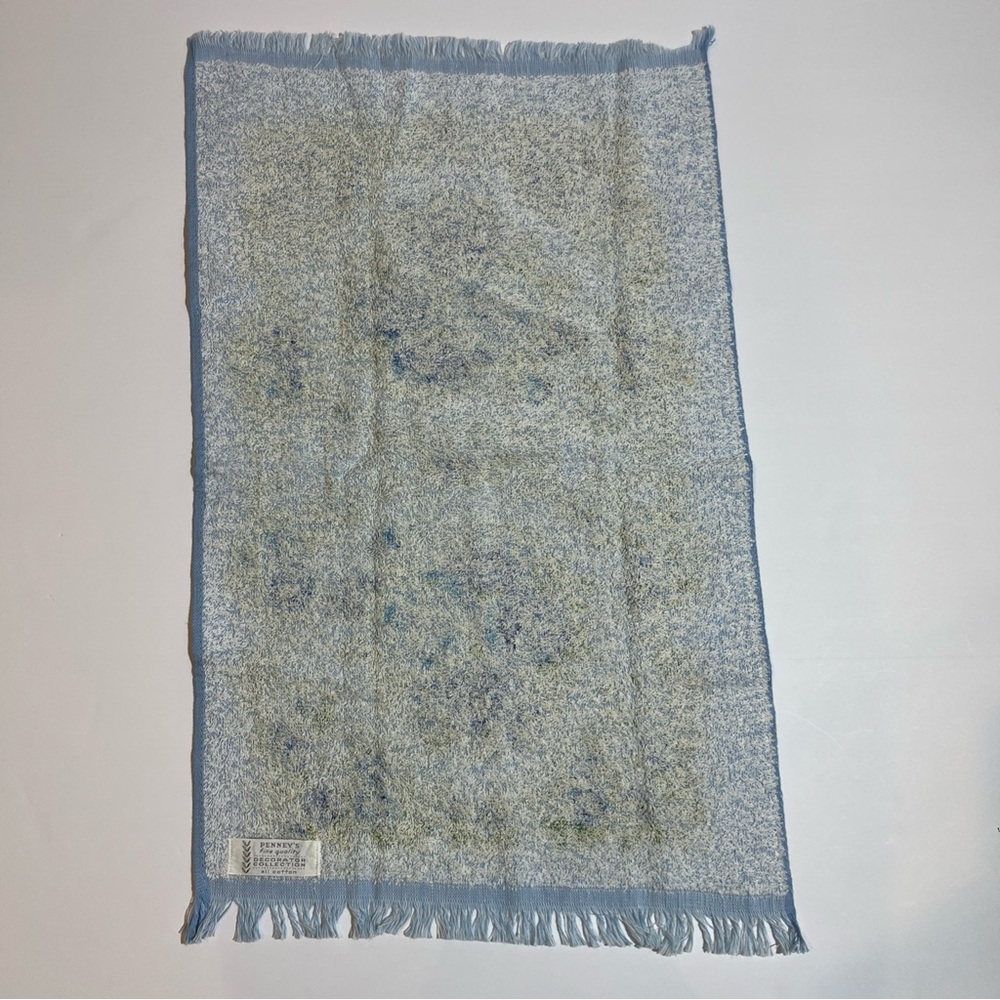 Vintage Penneys Fashion Manor Hand Towel and Washcloth Floral Blue MCM - Picture 4 of 11